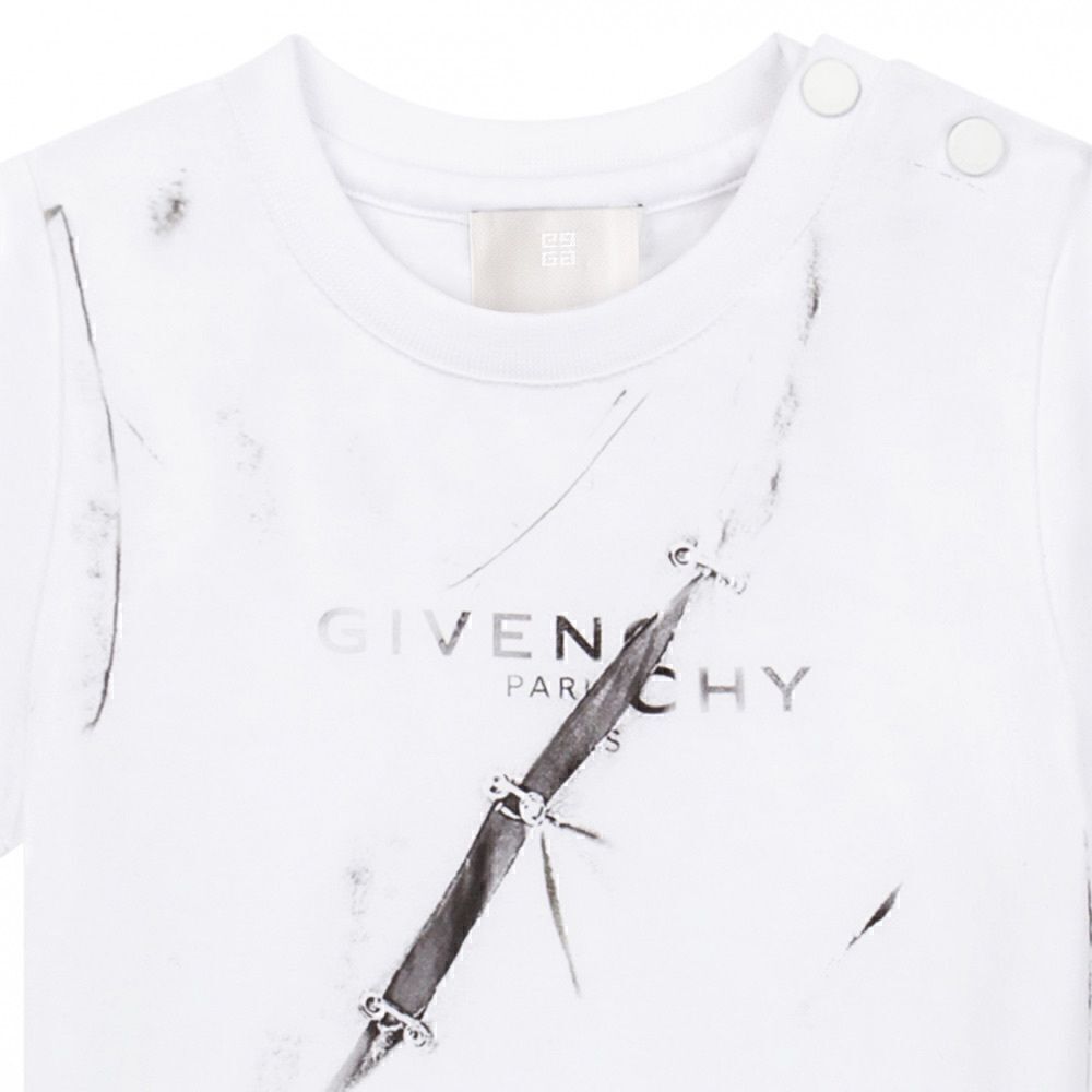 Givenchy NWT White/Grey Logo Tshirt with fake tears Size 18 Months - Picture 3 of 9